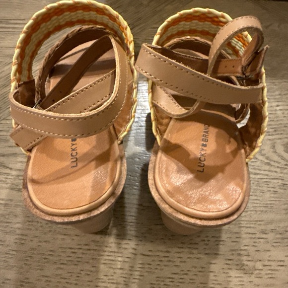 Lucky Brand Lissie Braided WEDGE LIKE SANDAL TAN SUNFLOWER MULTI SIZE 10M - Picture 7 of 7